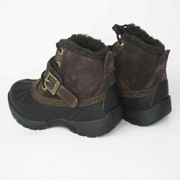 Timberland Mallard Winter Toddlers Boots Black Leather Brown Suede 33874 M - Picture 9 of 12